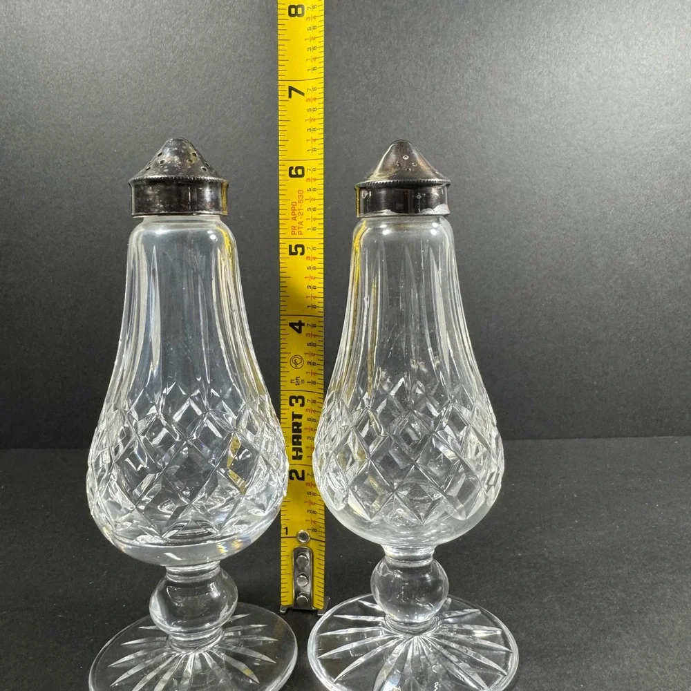 Waterford Salt and Pepper Shakers Clear Lismore Crystal Footed Set